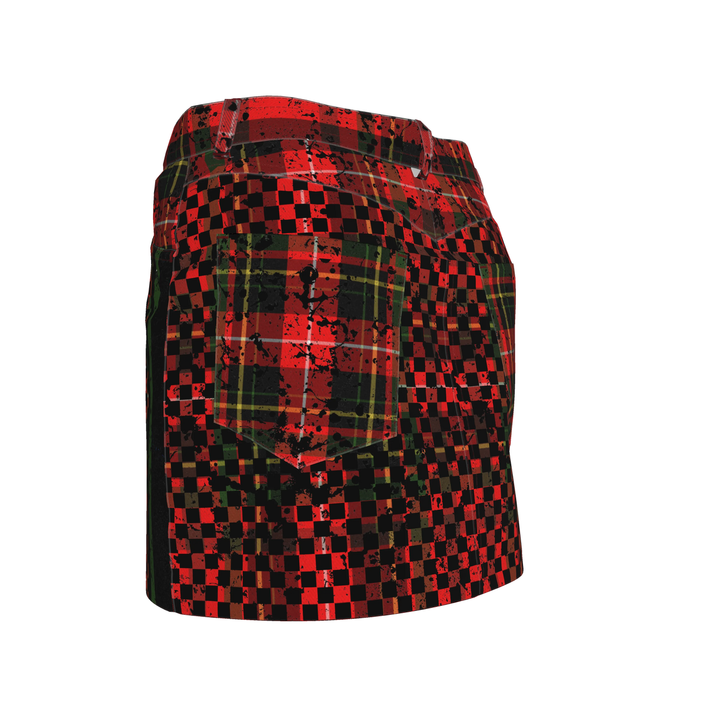 Tartan Check Splat MotoStripe™ Jean Skirt