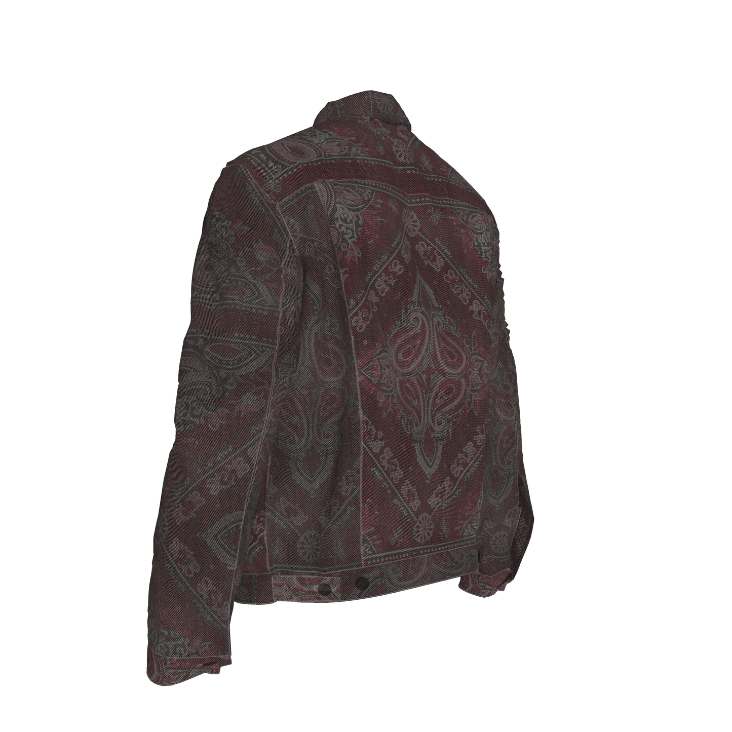 Burgundy Bandana Men's Jean Jacket