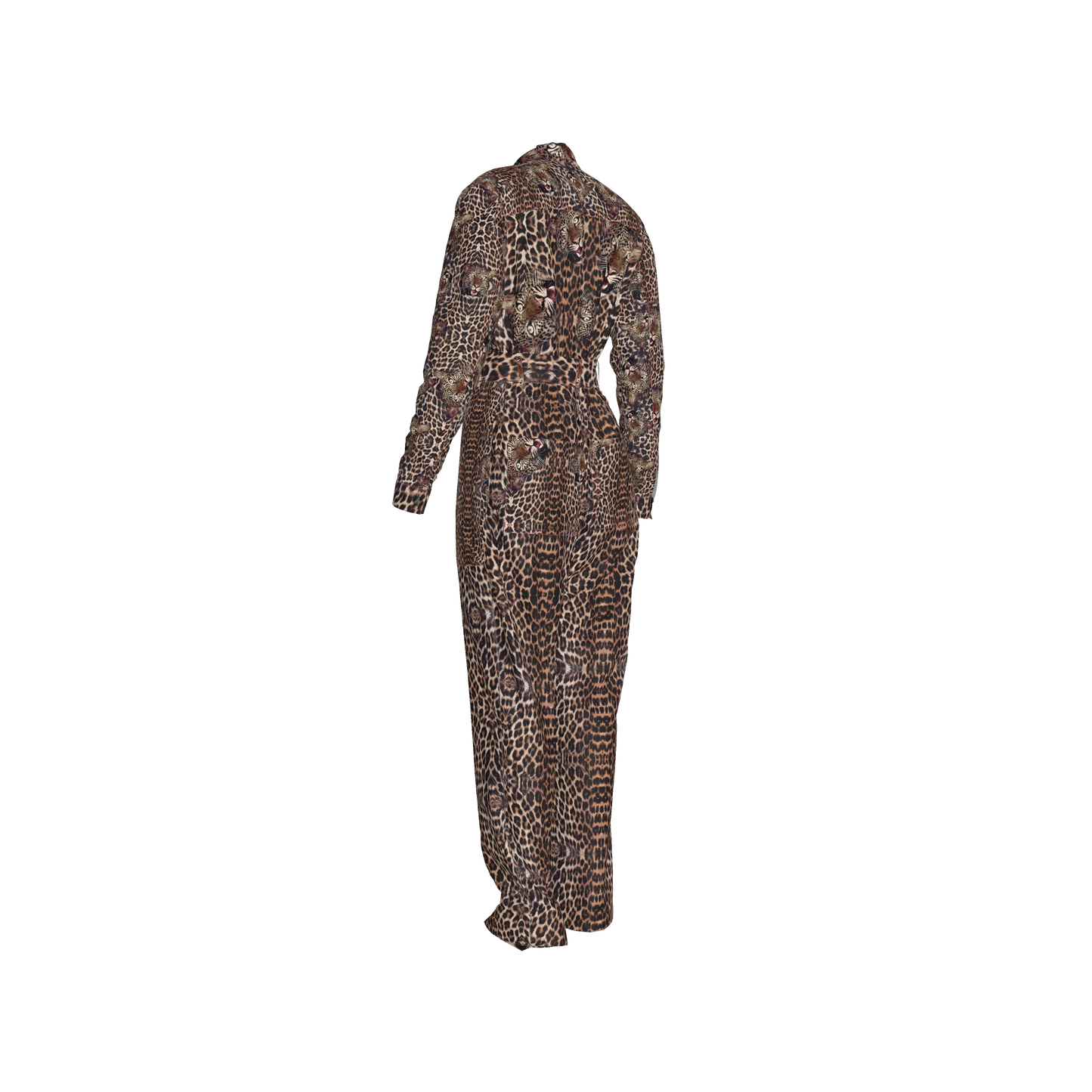 Leopard Head Zip Up Jumpsuit