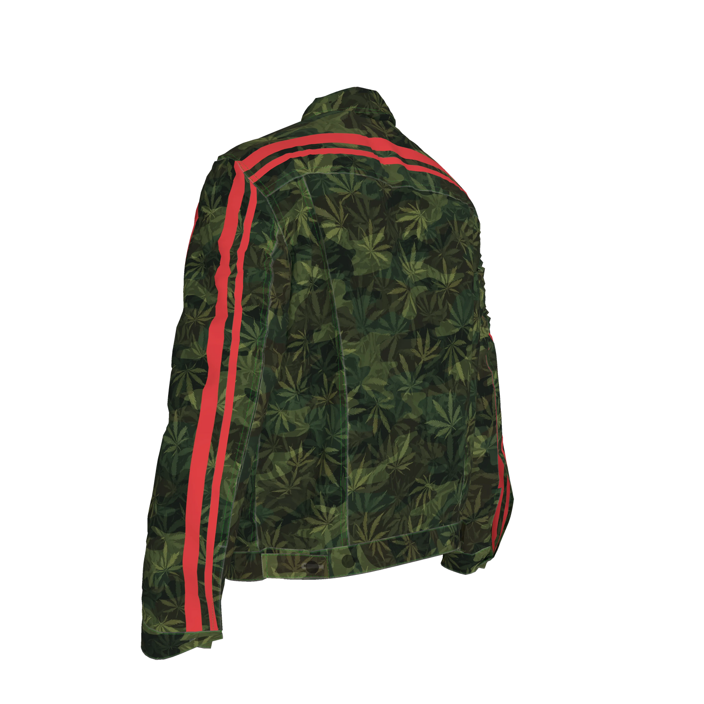 🌿Green Leaf Red MotoStripe™ Men's Jean Jacket