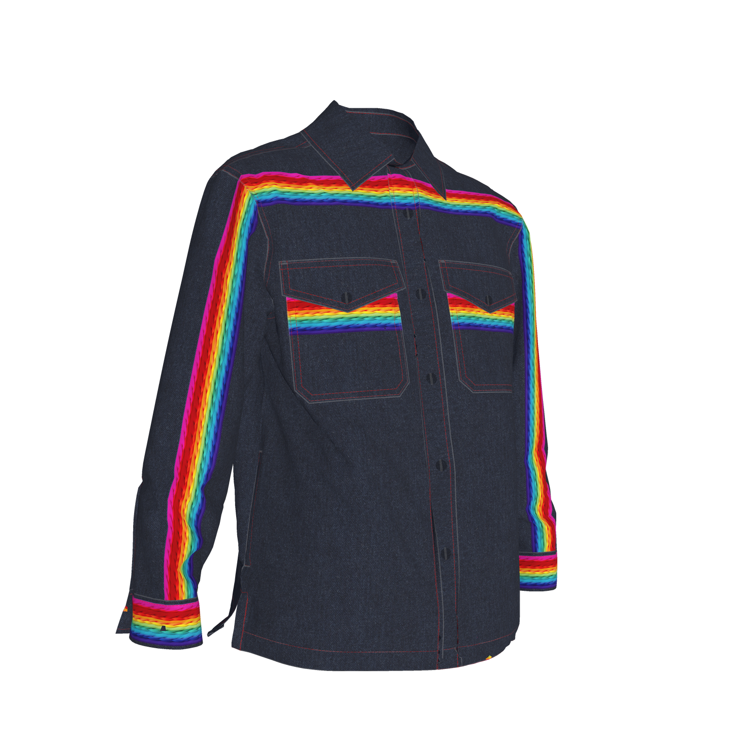 Denim 🌈 Rainbow MotoStripe™ Shirt Jacket