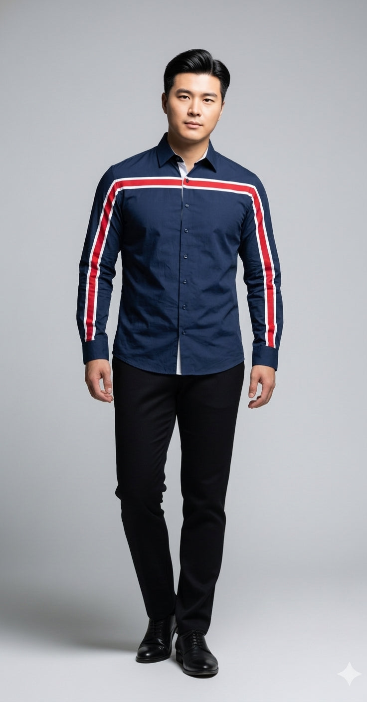 Navy White Red MotoStripe™ Slim Fit Men's