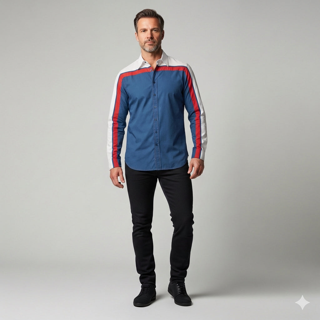 Red, White & Blue MotoStripe™ Button-Down Shirt