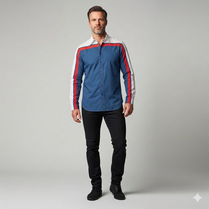 Red, White & Blue MotoStripe™ Button-Down Shirt