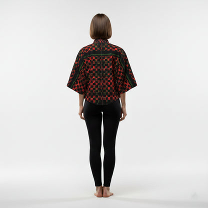 Tartan Chequed Splat MotoStripe™ Kimono Jacket