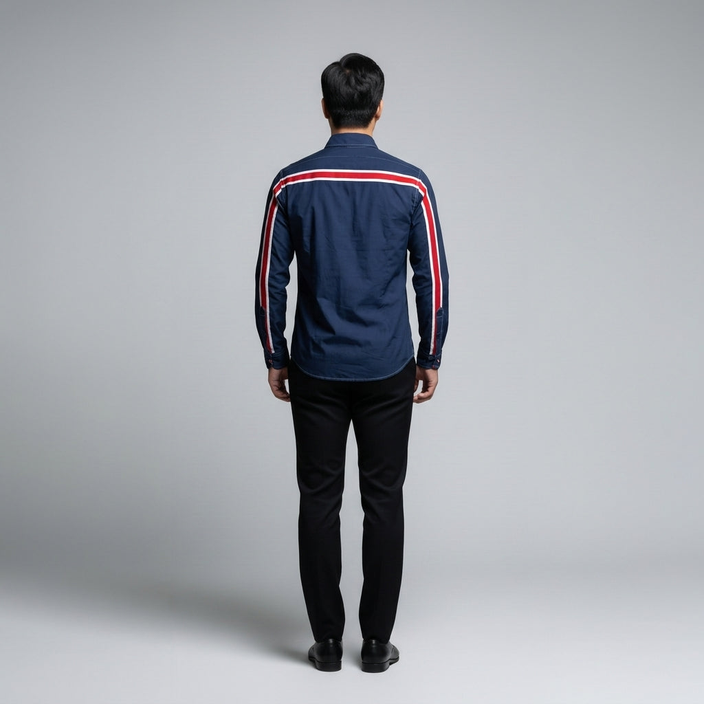 Navy White Red MotoStripe™ Slim Fit Men's