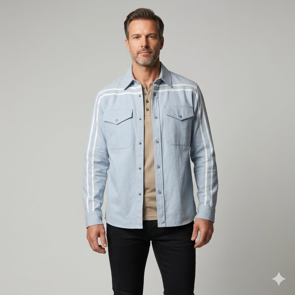 Wash Denim MotoStripe™ Snap Shirt