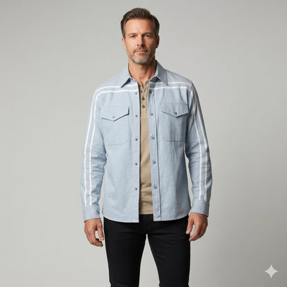 Wash Denim MotoStripe™ Snap Shirt