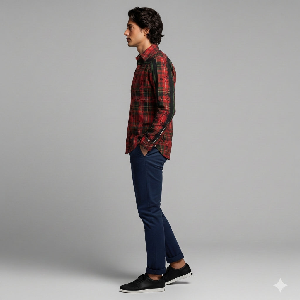 Splat Tartan Green MotoStripe™ Shirt