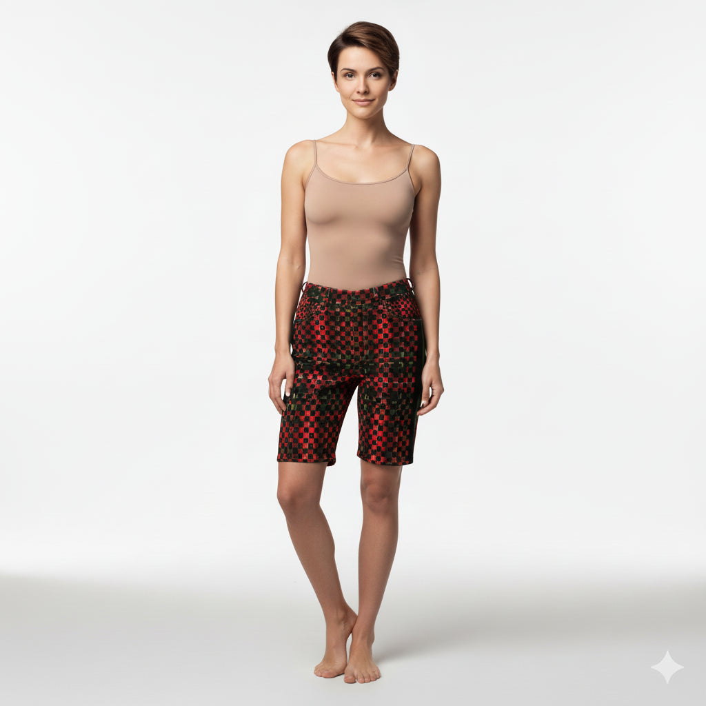 Chequered Splat MotoStripe™ Jean Shorts