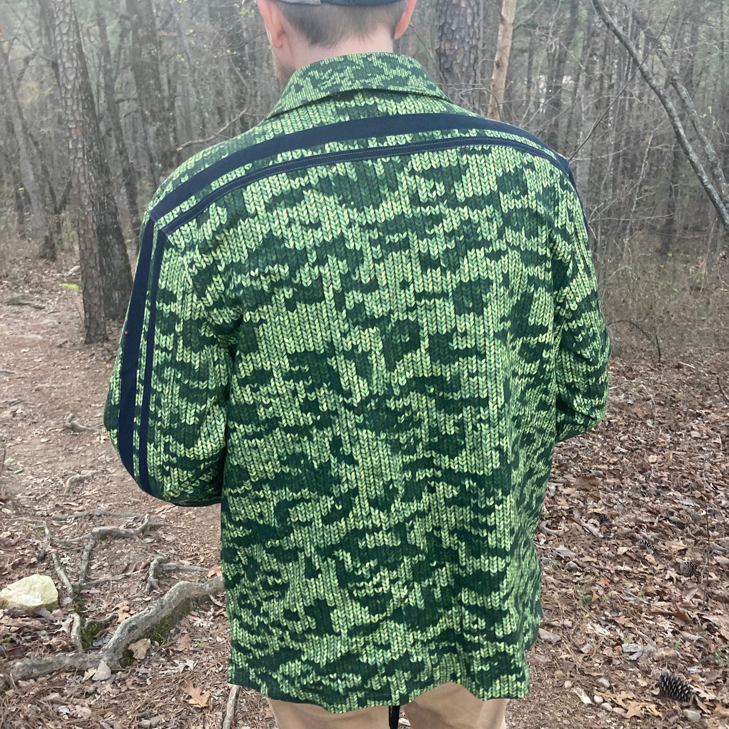 Forest Green🌲🧶Faux-Knit Denim Shirt Jacket 