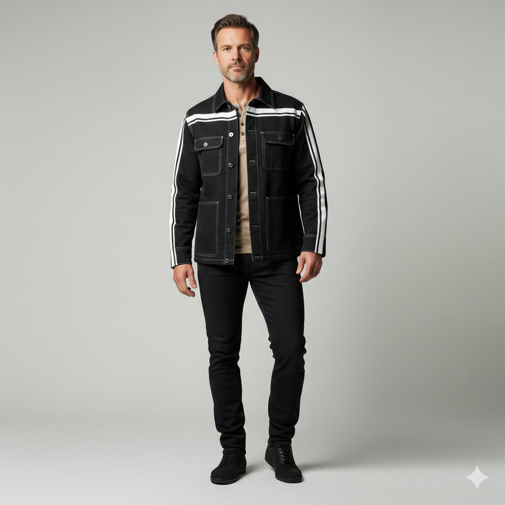 Black & White MotoStripe™ Chore Coat V2