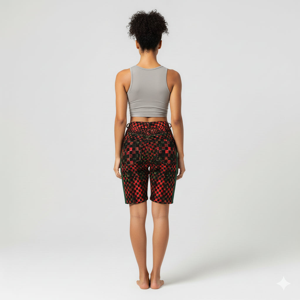 Chequered Splat MotoStripe™ Jean Shorts
