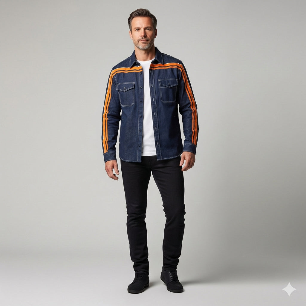 Navy & Orange MotoStripe™ Shirt Jacket Copy