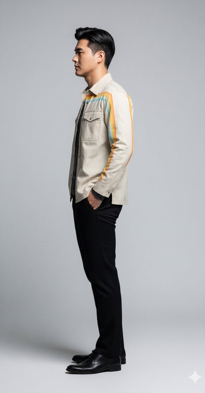 Sunset Sea MotoStripe™ Snap Shirt Jacket