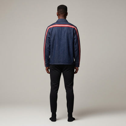 🟦🔴⚪ The Retro Blue MotoStripe™ Chore Coat