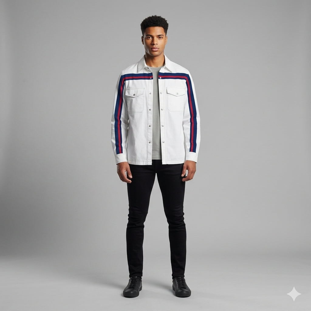 Blue & Red MotoStripe™ Snap Shirt Jacket
