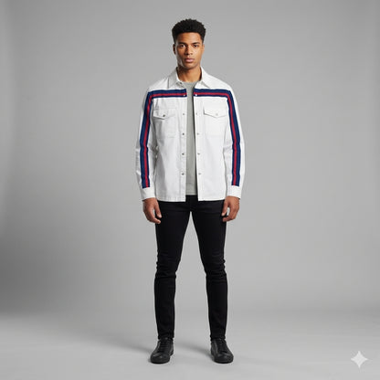 Blue & Red MotoStripe™ Snap Shirt Jacket