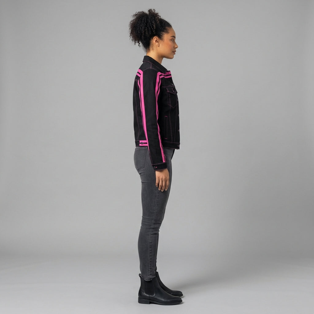 Pink MotoStripe™ Jean Jacket 🖤💖🏁