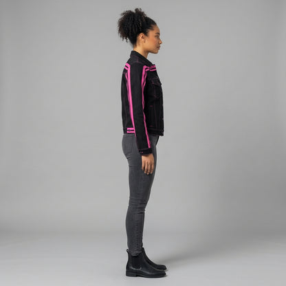 Pink MotoStripe™ Jean Jacket 🖤💖🏁