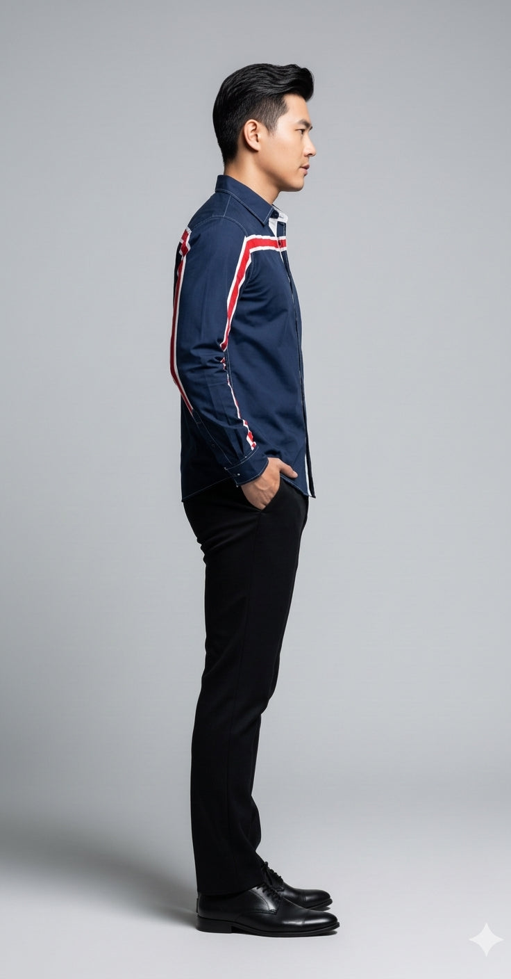 Navy White Red MotoStripe™ Slim Fit Men's