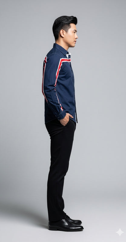 Navy White Red MotoStripe™ Slim Fit Men's