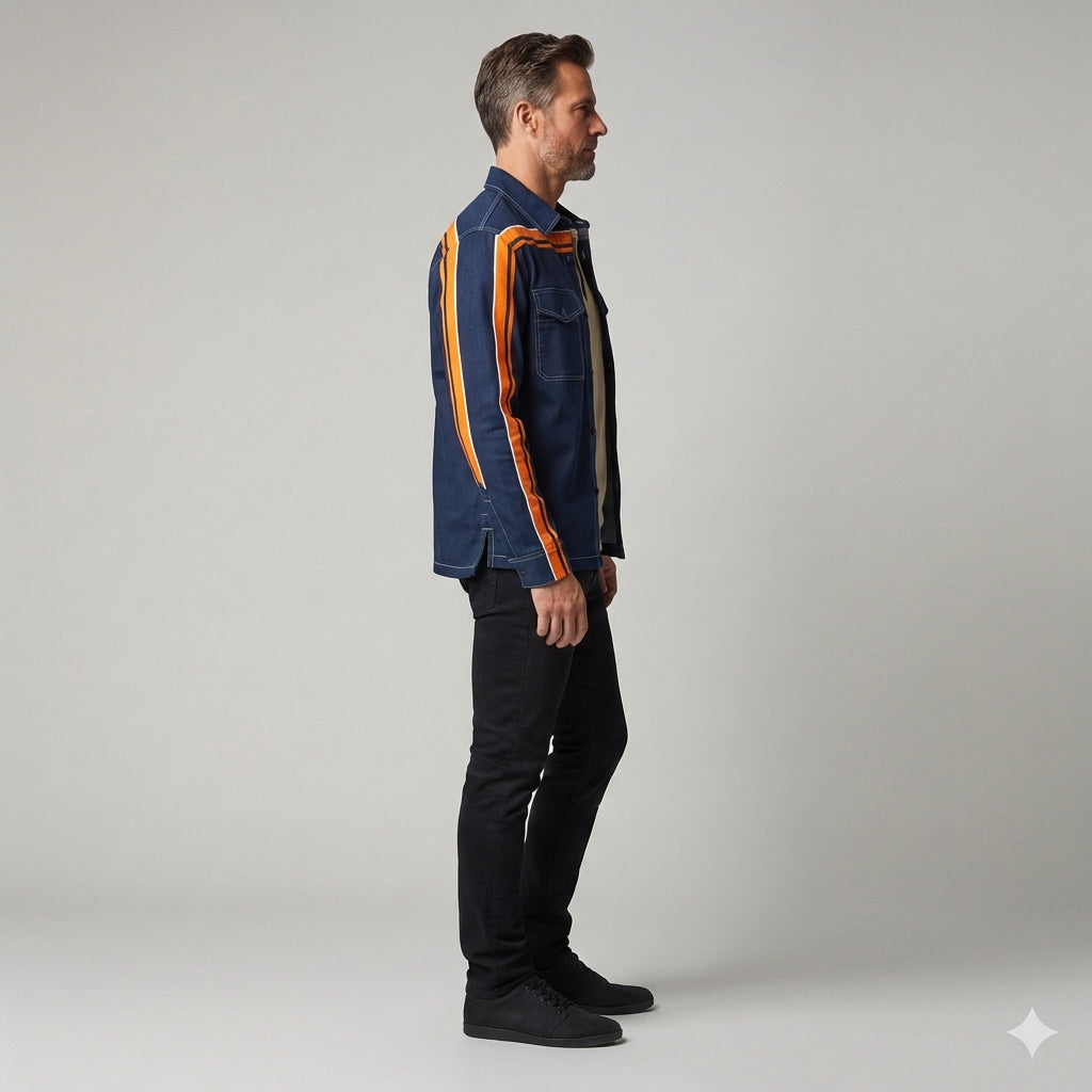 Navy & Orange MotoStripe™ Shirt Jacket Copy
