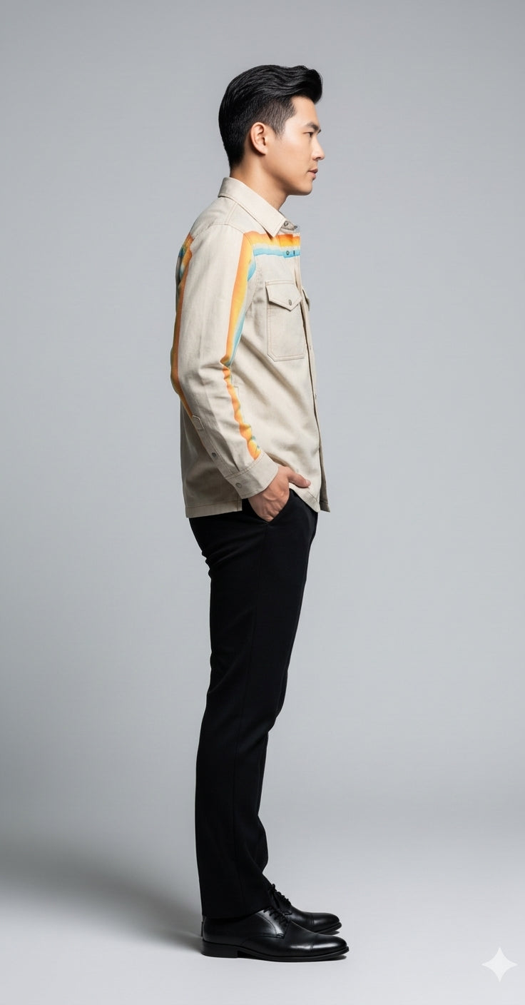 Sunset Sea MotoStripe™ Snap Shirt Jacket