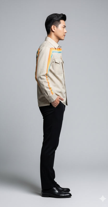 Sunset Sea MotoStripe™ Snap Shirt Jacket