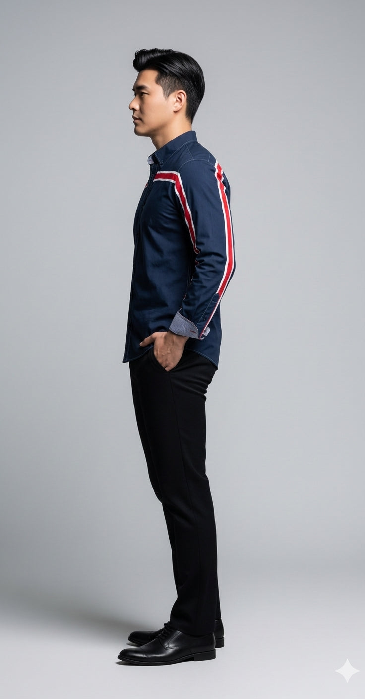 Navy White Red MotoStripe™ Slim Fit Men's