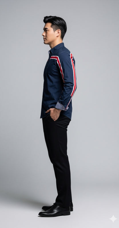 Navy White Red MotoStripe™ Slim Fit Men's