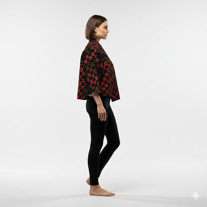 Tartan Chequed Splat MotoStripe™ Kimono Jacket