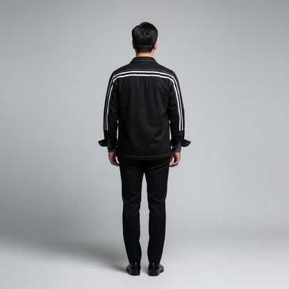 Black MotoStripe™ Organic Cotton Snap Shirt 