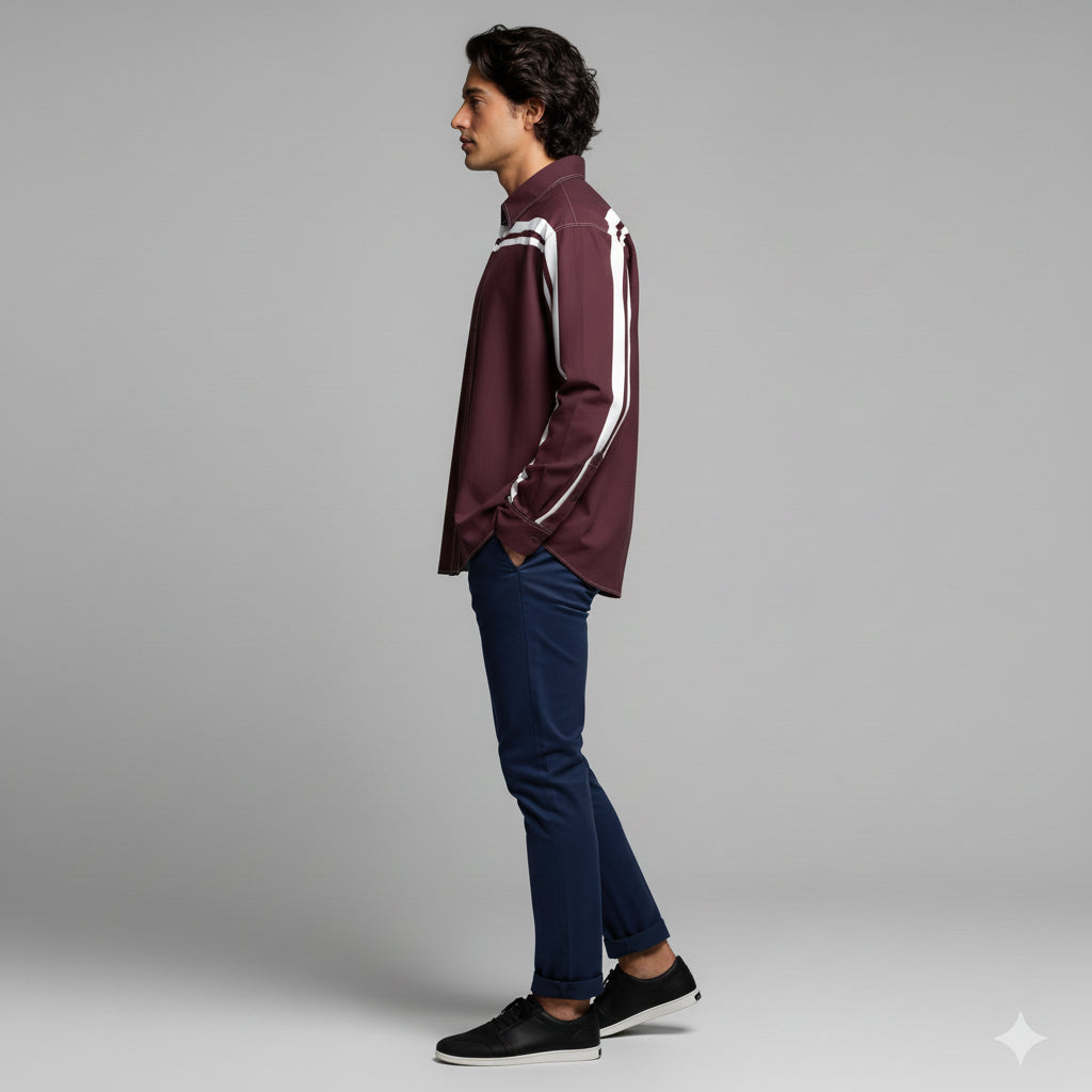 Maroon MotoStripe™ Oversized Men's Shirt