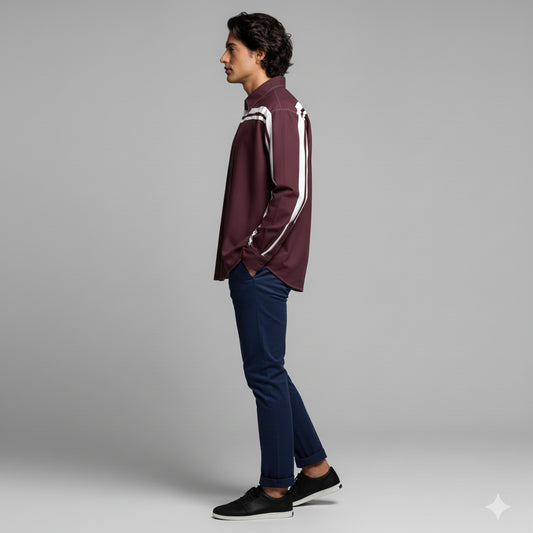 Maroon MotoStripe™ Oversized Men's Shirt