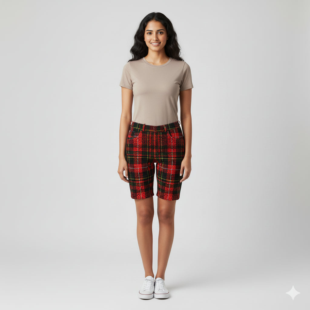 Leopard Tartan MotoStripe™ Women's Shorts