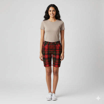 Leopard Tartan MotoStripe™ Women's Shorts