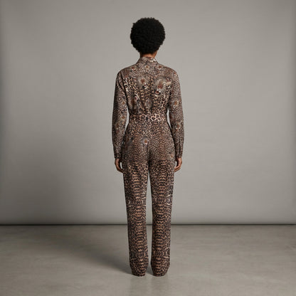 Leopard Head Zip Up Jumpsuit