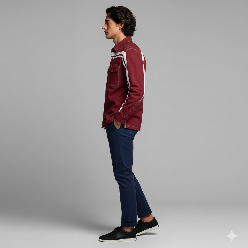 Crimson MotoStripe™ Snap shirt