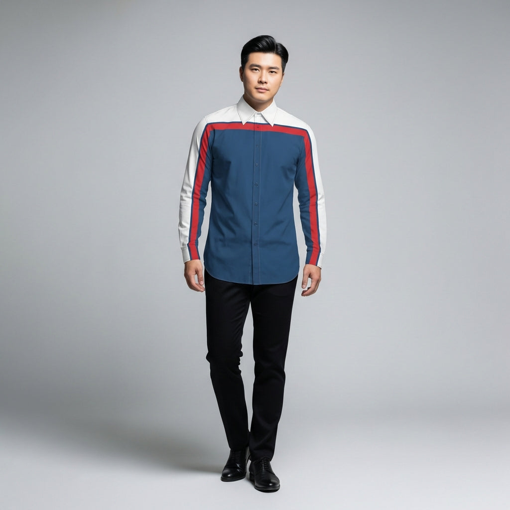 Red, White & Blue MotoStripe™ Button-Down Shirt