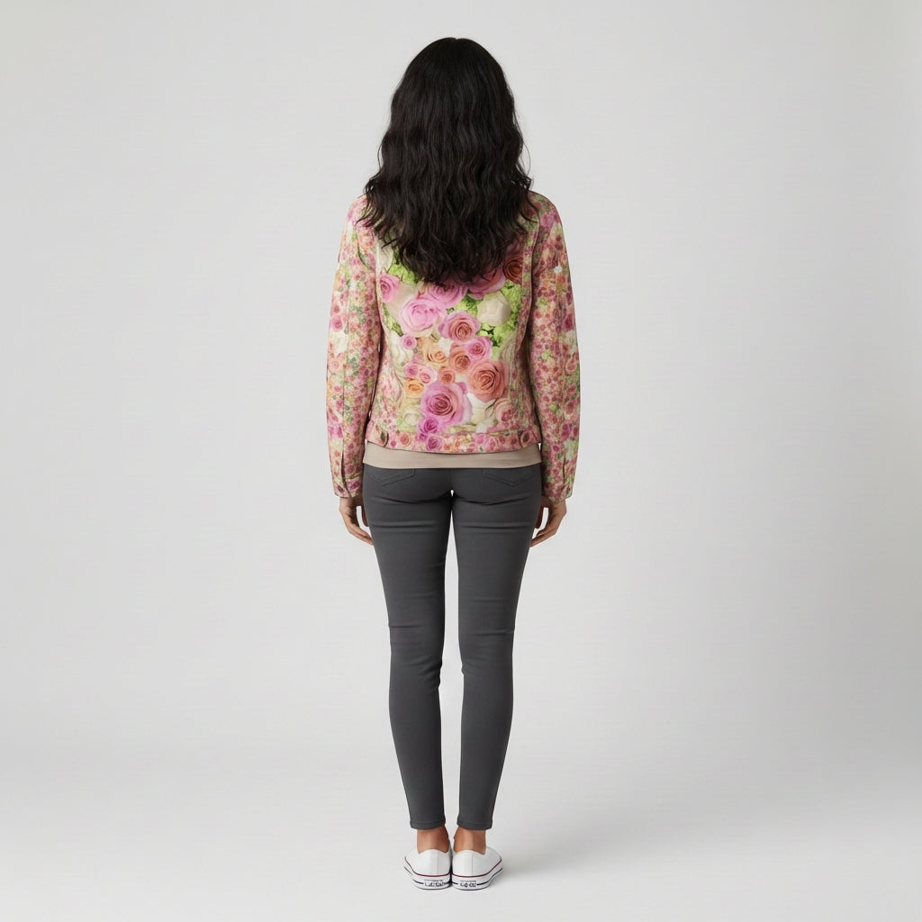 Rose & Hydrangea Women’s Jean Jacket 🌹🌸💚 