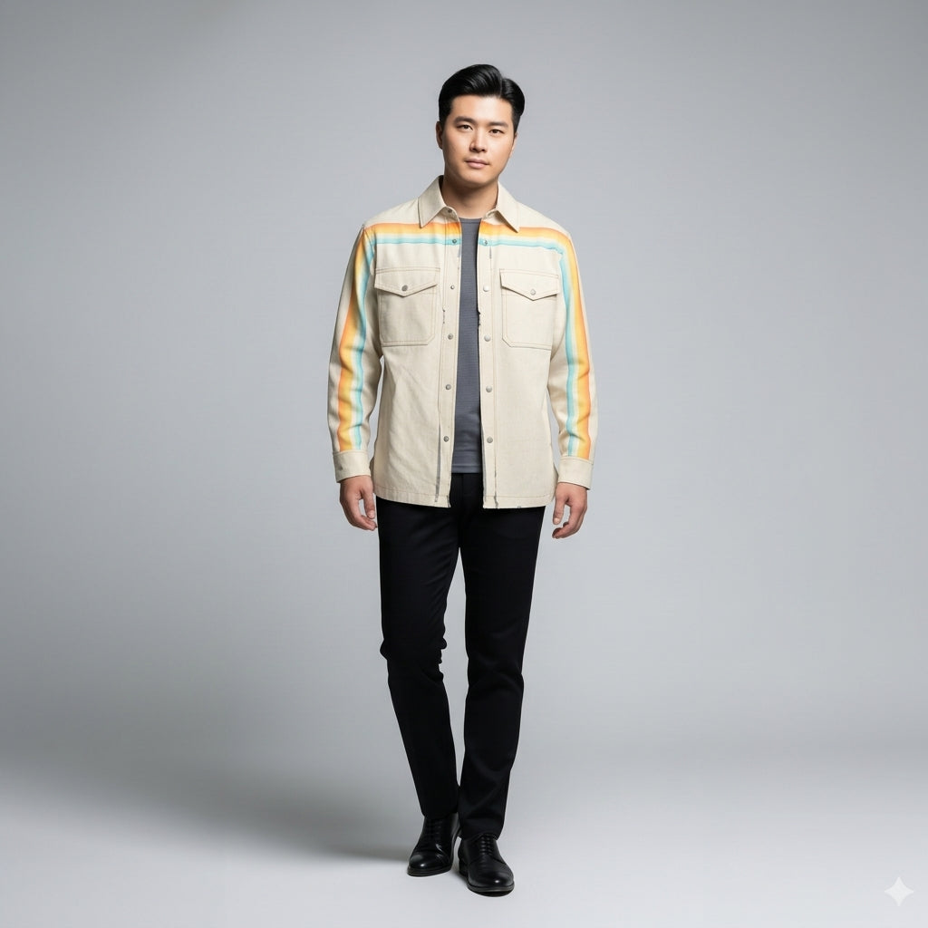 Sunset Sea MotoStripe™ Snap Shirt Jacket