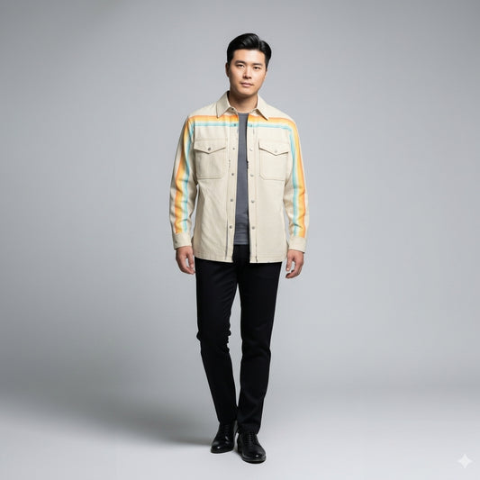 Sunset Sea MotoStripe™ Snap Shirt Jacket