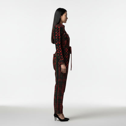 Tartan Chequed Splat MotoStripe™ Zip Jumpsuit