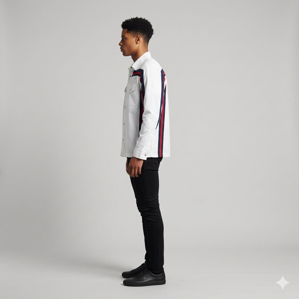 Blue & Red MotoStripe™ Snap Shirt Jacket