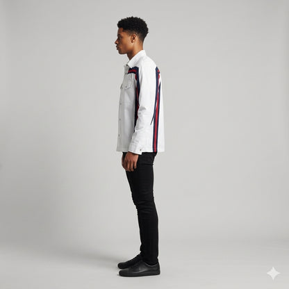 Blue & Red MotoStripe™ Snap Shirt Jacket