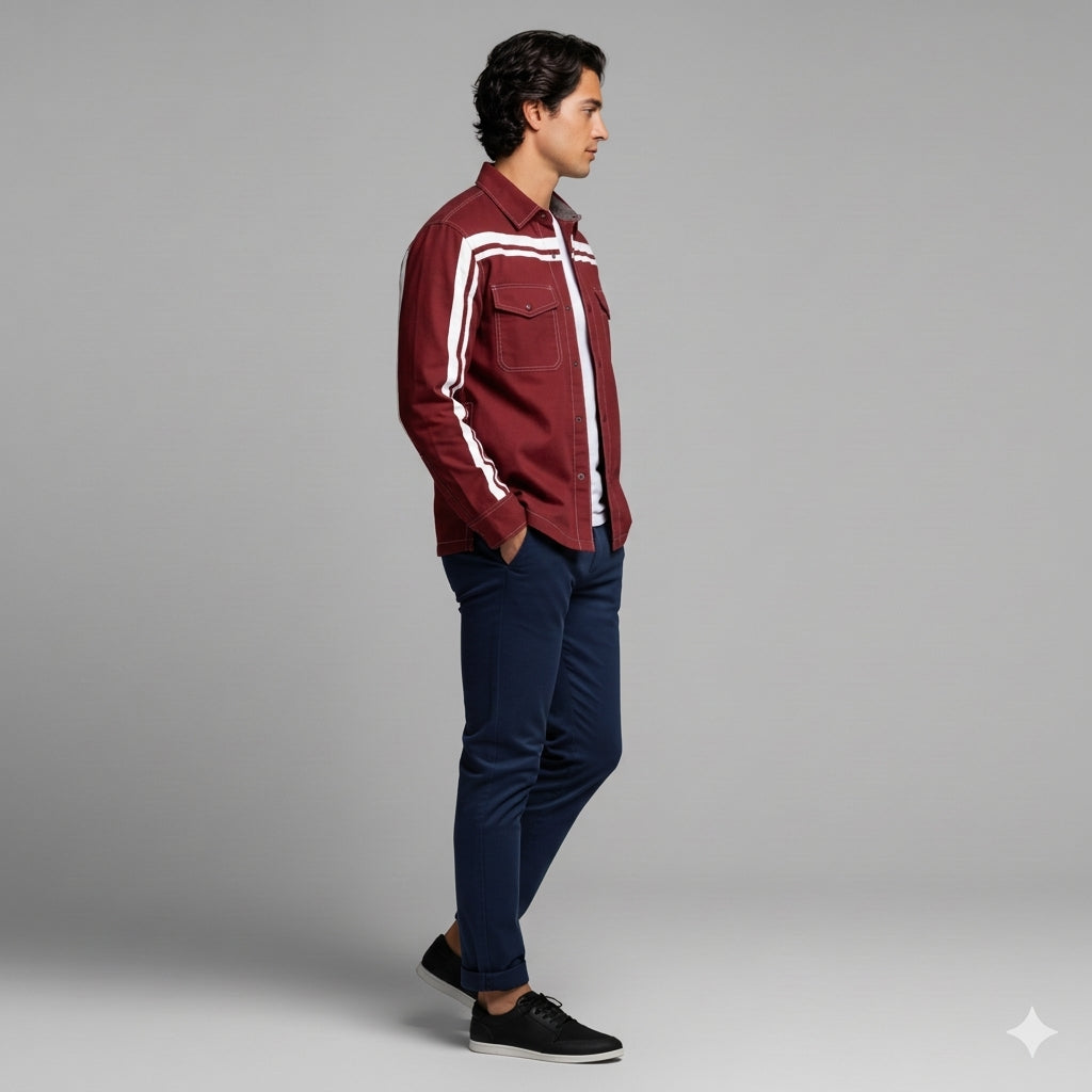 Crimson MotoStripe™ Snap shirt