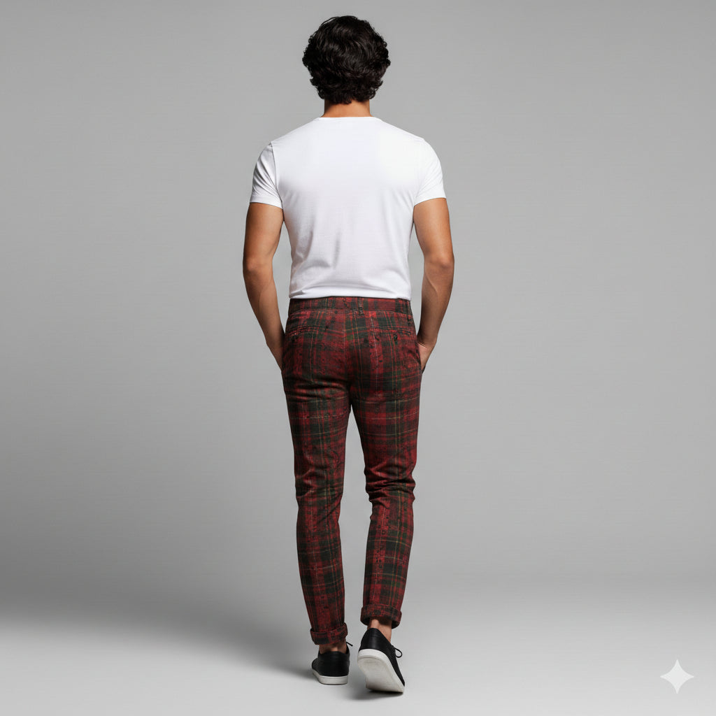 Splat Tartan Green MotoStripe™ Pegged Trousers