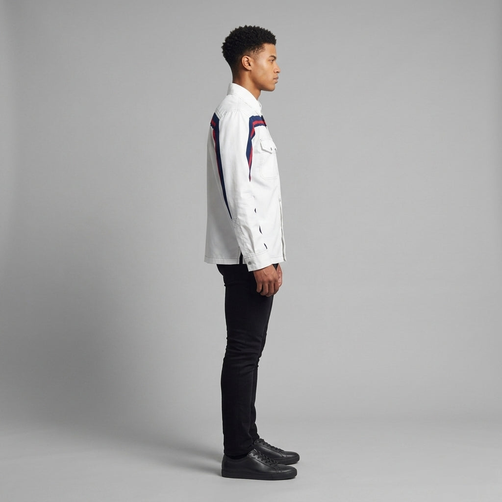 Blue & Red MotoStripe™ Snap Shirt Jacket