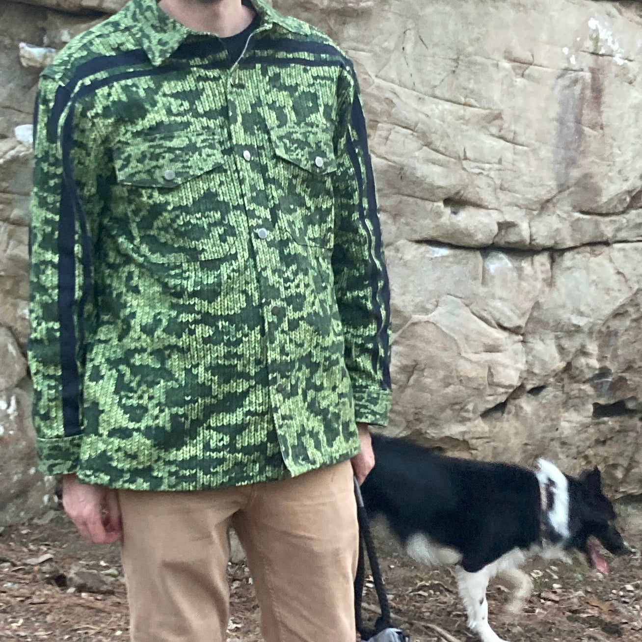 Forest Green🌲🧶Faux-Knit Denim Shirt Jacket 